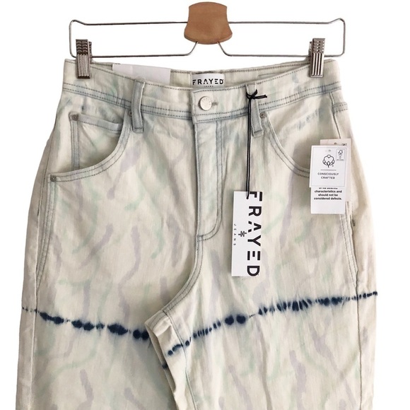 Frayed Jeans Relaxed Taper Tie Dye Jeans Size 26 NWT - Picture 5 of 13